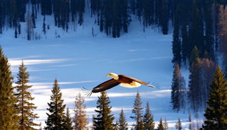 LongLive, bird over snowy forest, 1–4 seconds