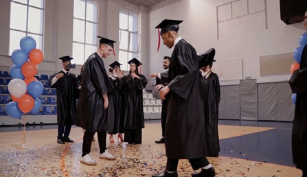 Graduation hall, frame at 1–2 seconds